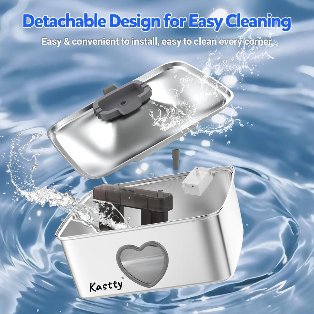 Kastty replaceable filters and sponges simplify upkeep and fresh water.