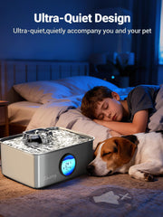 Kastty ultra quiet pump keeps living spaces peaceful for pets at night.