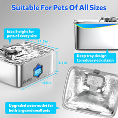 Kastty water fountain LED visual window helps monitor water level easily.