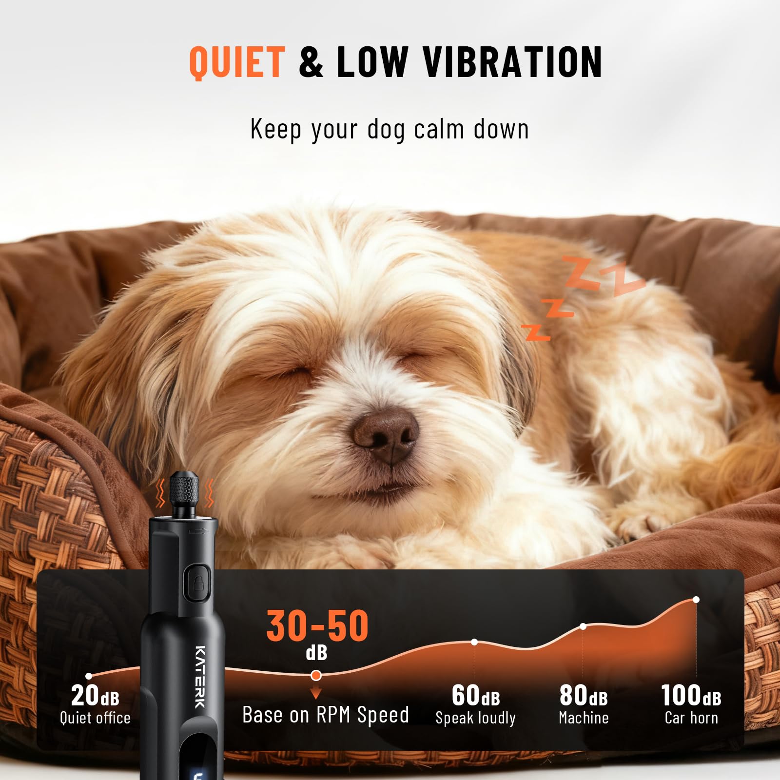 Katerk five-speed settings for nails of all sizes.