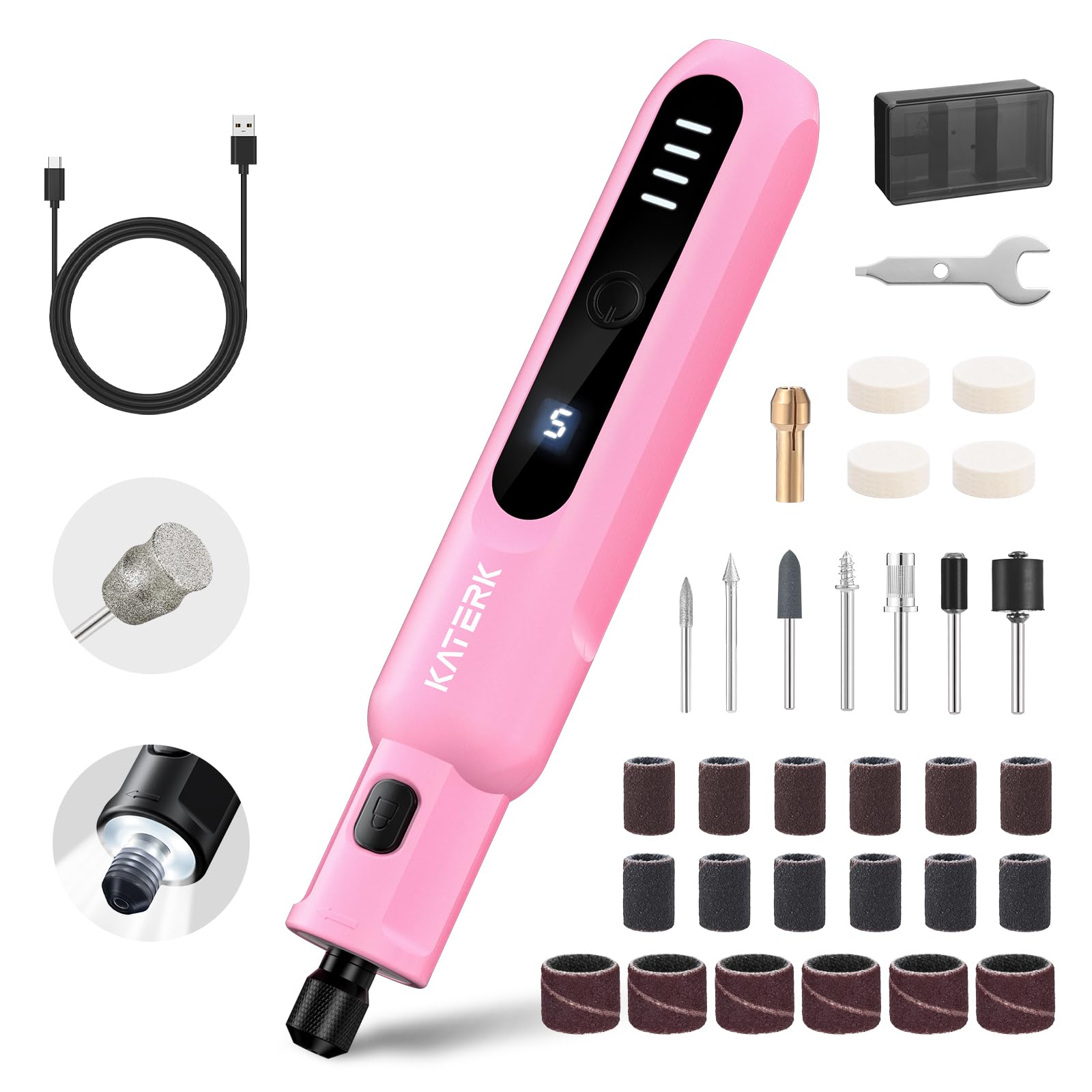 Katerk Pet Nail Grinder with five-speed control for gentle nails