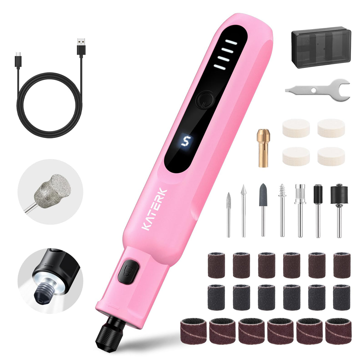 Katerk Pet Nail Grinder with five-speed control for gentle nails