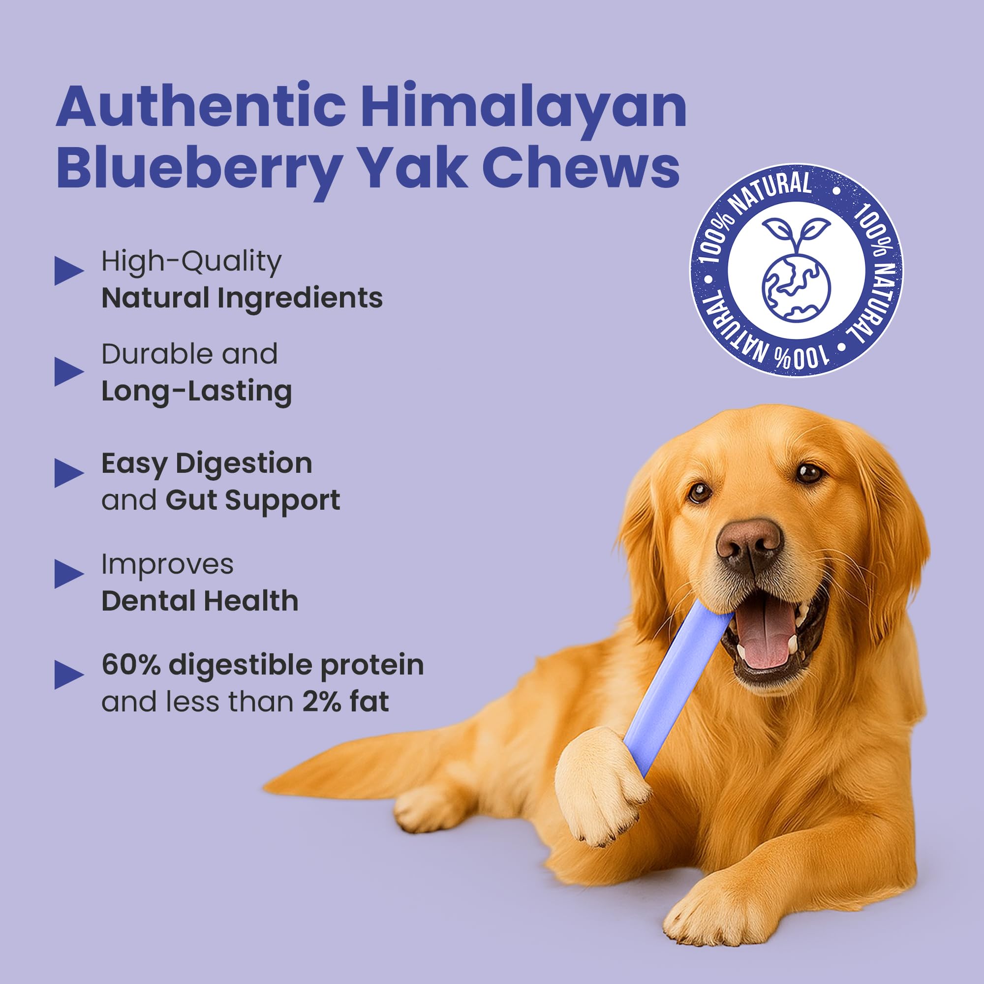 KATHMANDU'S Blueberry Yak Chews rawhide-free snack option.