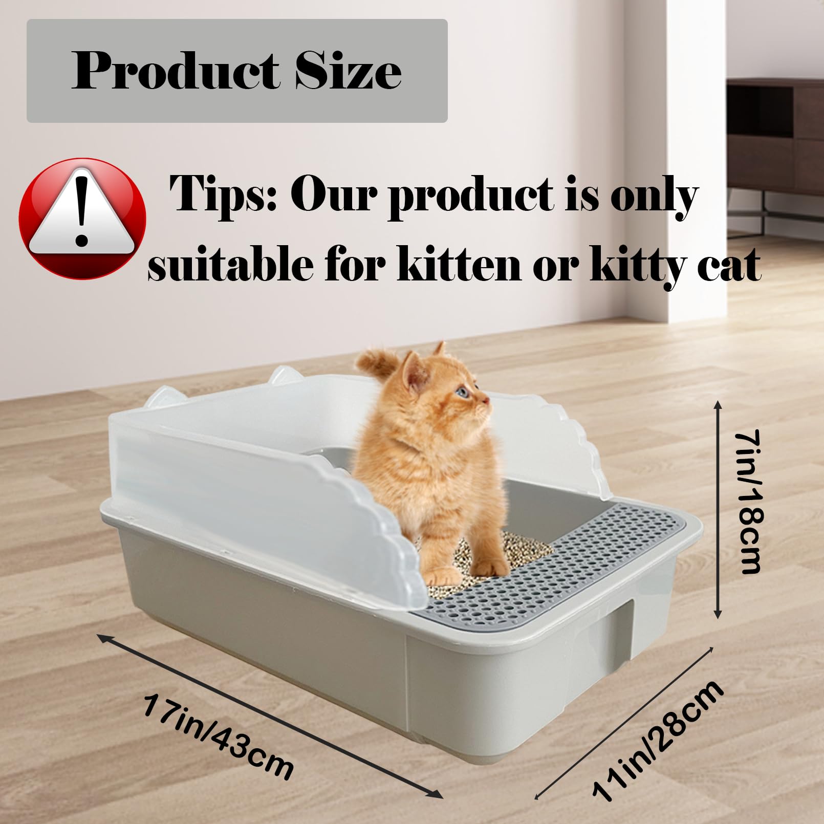 Kathson anti-splash litter tray designed for kittens to minimize spills.