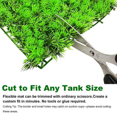 Kathson aquarium grass mat size adjustable to fit any tank without tools.