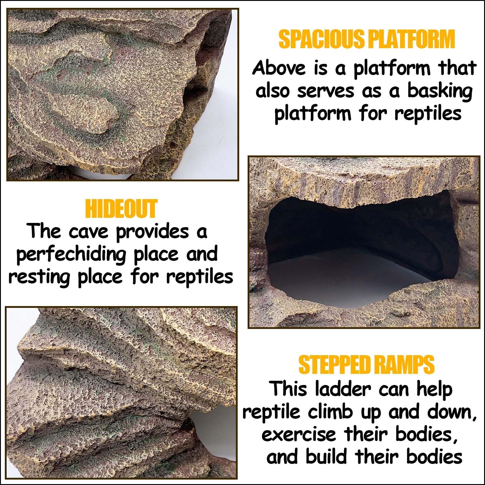 Kathson bearded dragon basking rocks offer sunning surface.