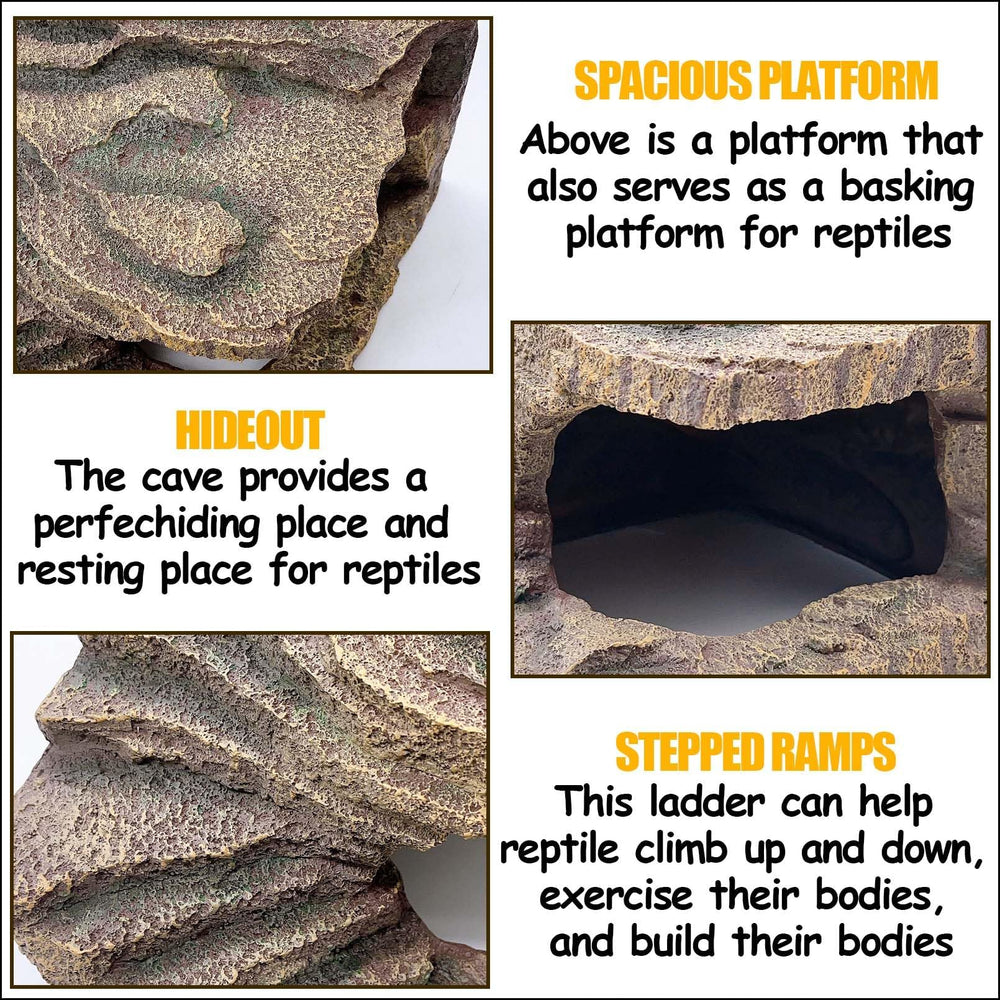 Kathson bearded dragon basking rocks offer sunning surface.