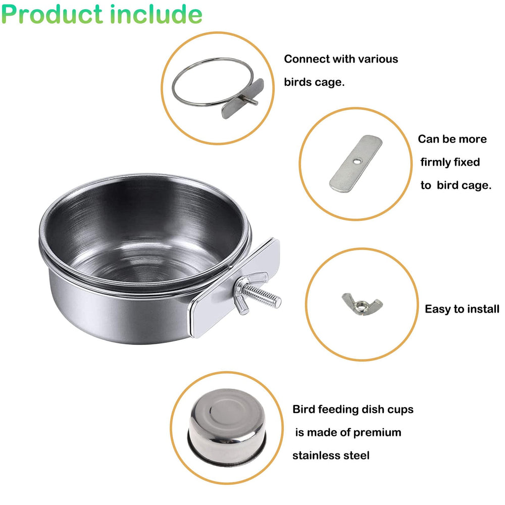 Kathson bird cage food bowls attach securely for mess-free meal times.