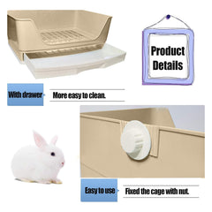 Kathson buckle-design litter box close-up demonstrating secure cage attachment.
