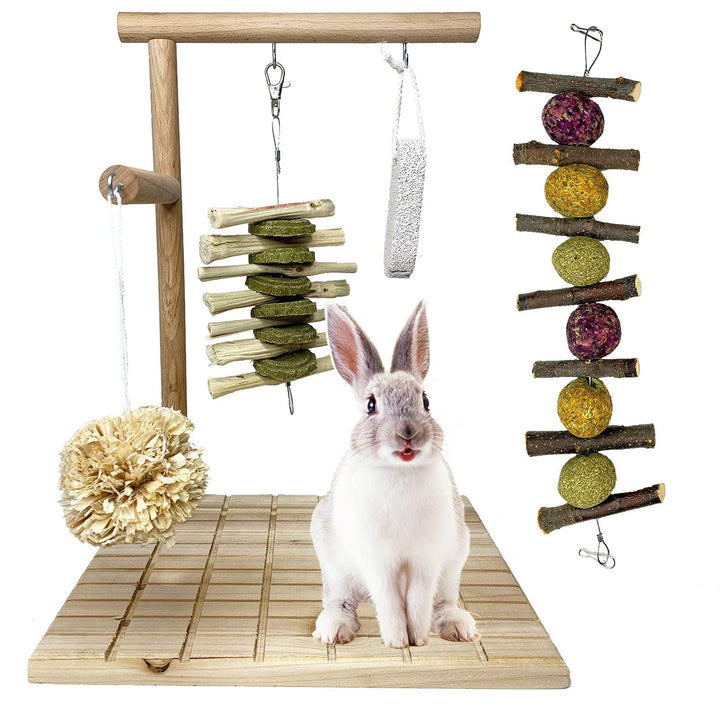 kathson bunny-chew-toy wooden scratch-board platform small animals promotes safe chewing