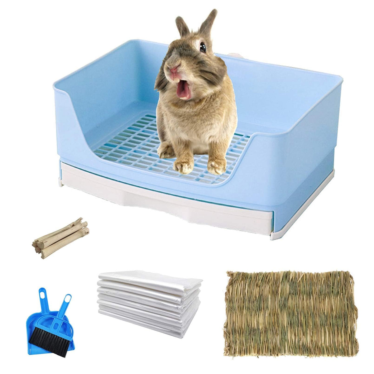 Kathson bunny litter box with drawer grate for easy waste disposal