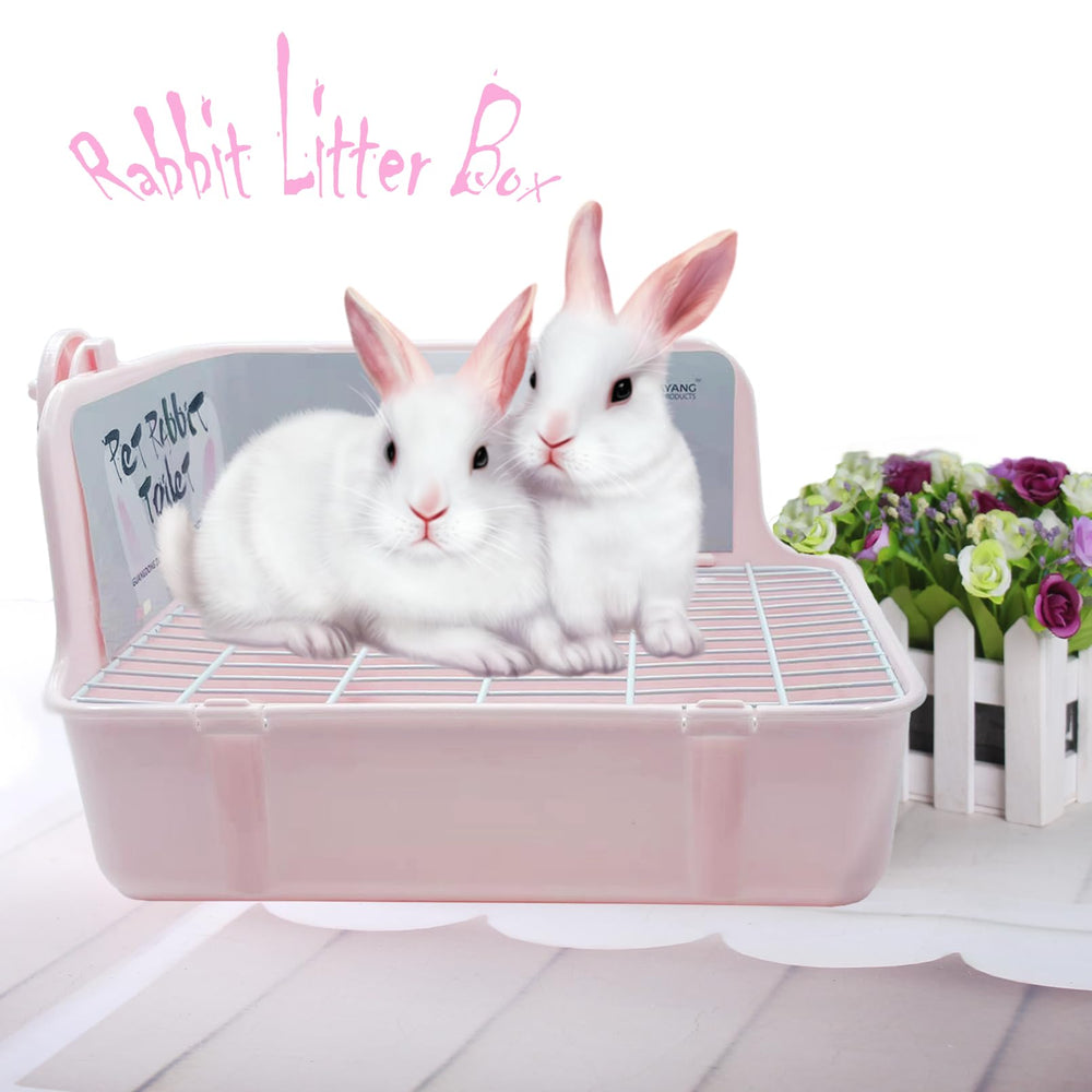 Kathson bunny potty training tray pink side view shows mess containment