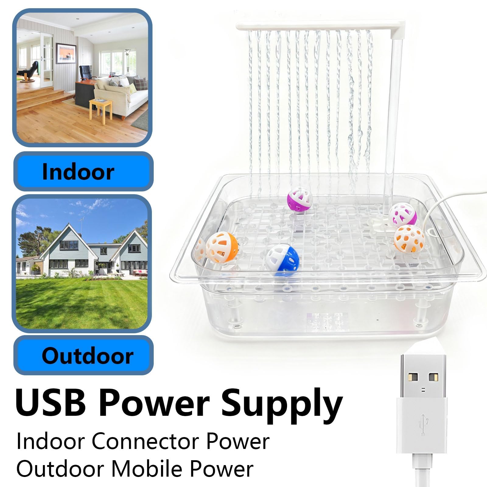 Kathson bath includes a cable protector to prevent chewing during play.