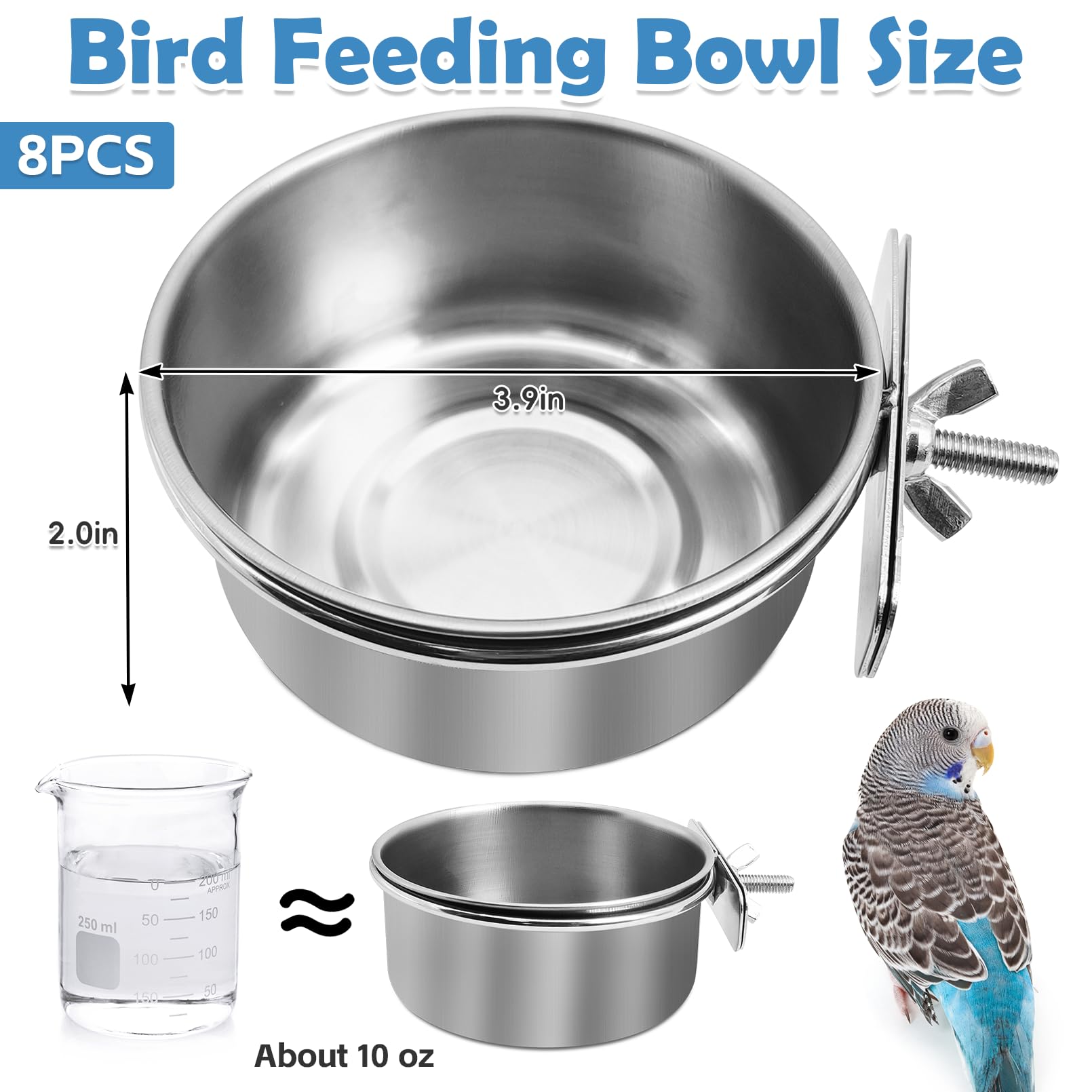 Kathson cage-mounted feeder cup ready for easy hanging and mess-free feeding.