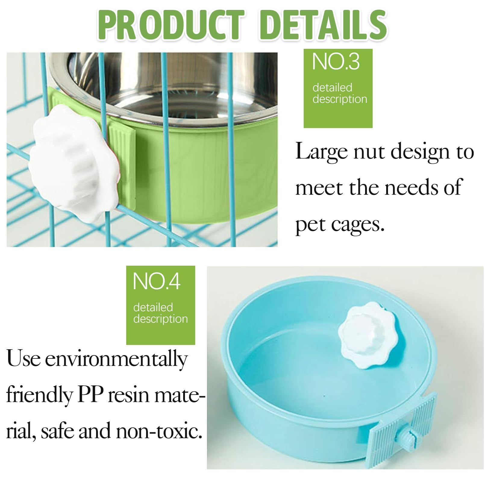Kathson plastic locking mechanism secures bowls to crate for stability.