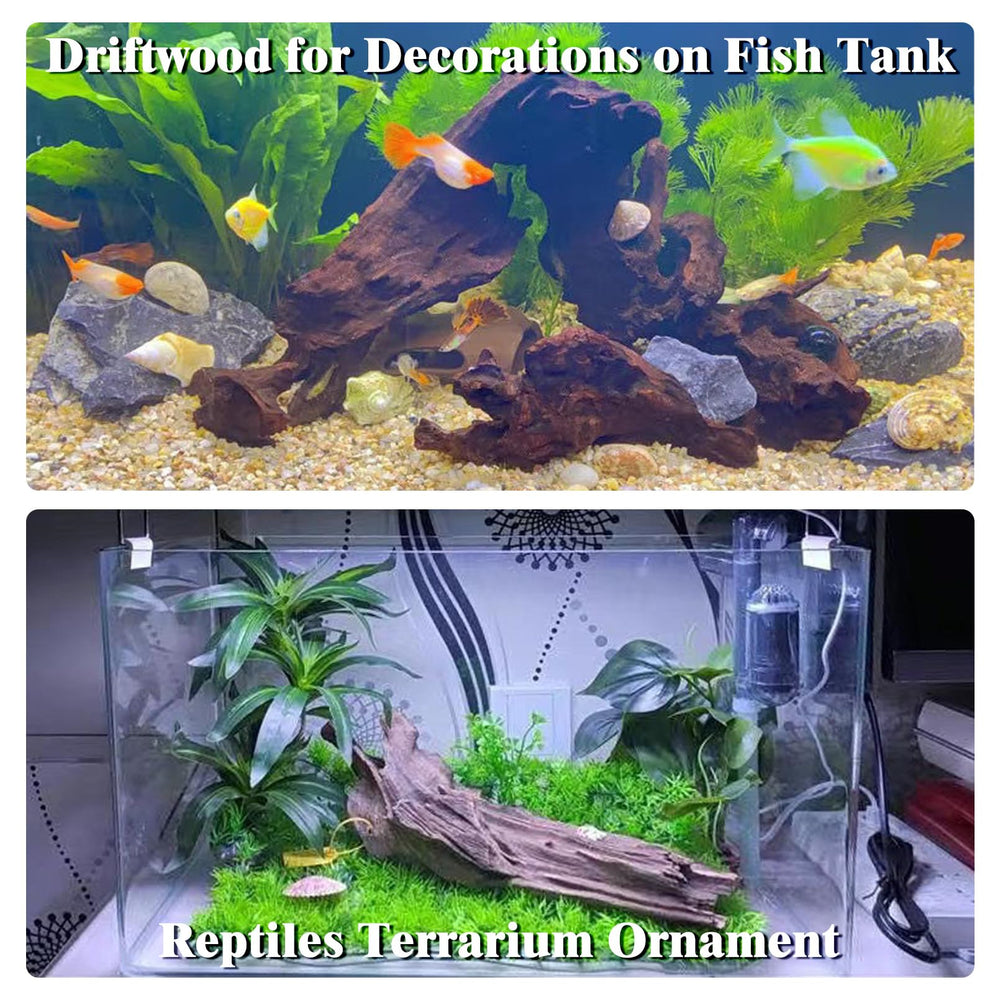 Kathson driftwood terrarium adornment provides climbing surfaces for reptiles.