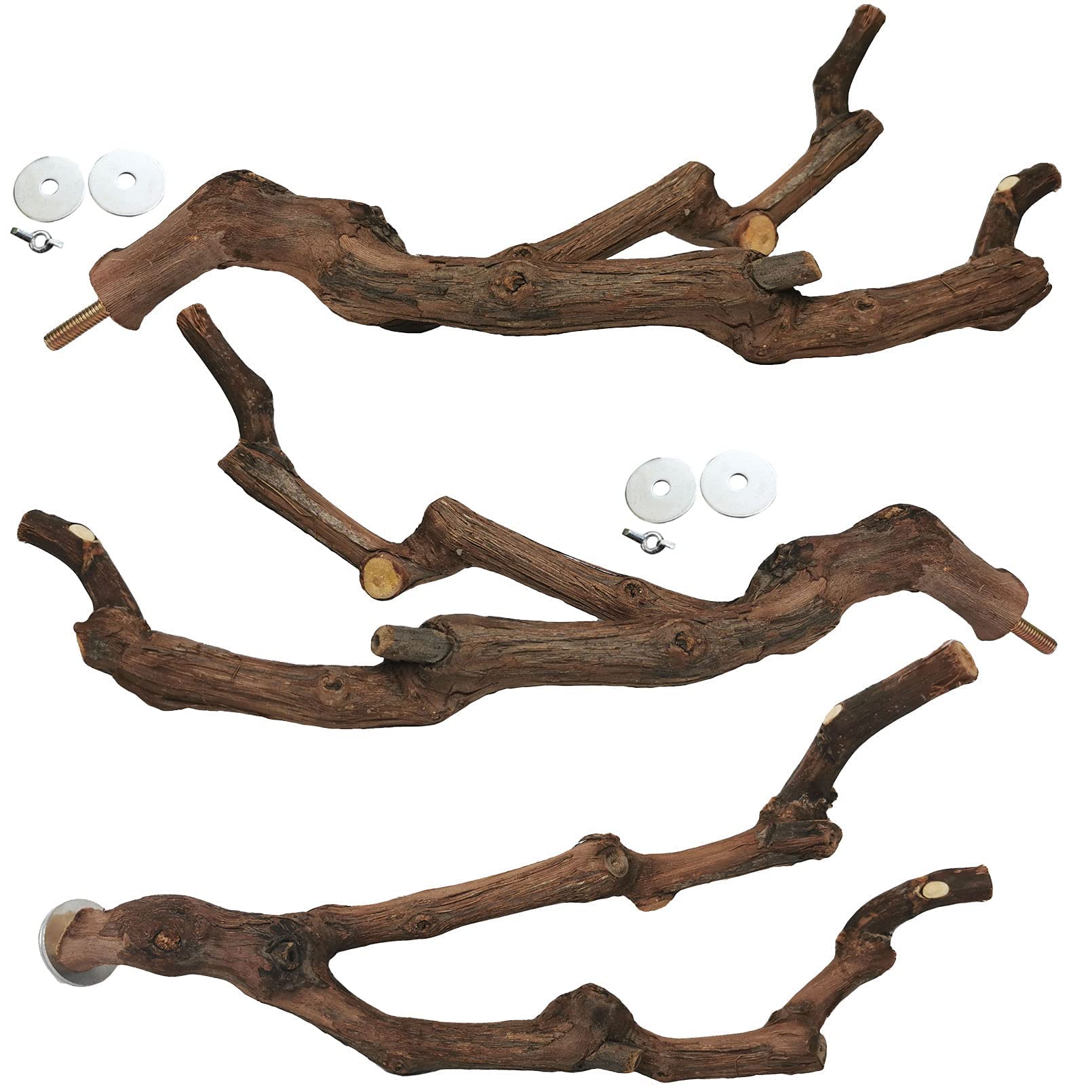 Kathson grapevine perch branch offers natural grip for small birds.