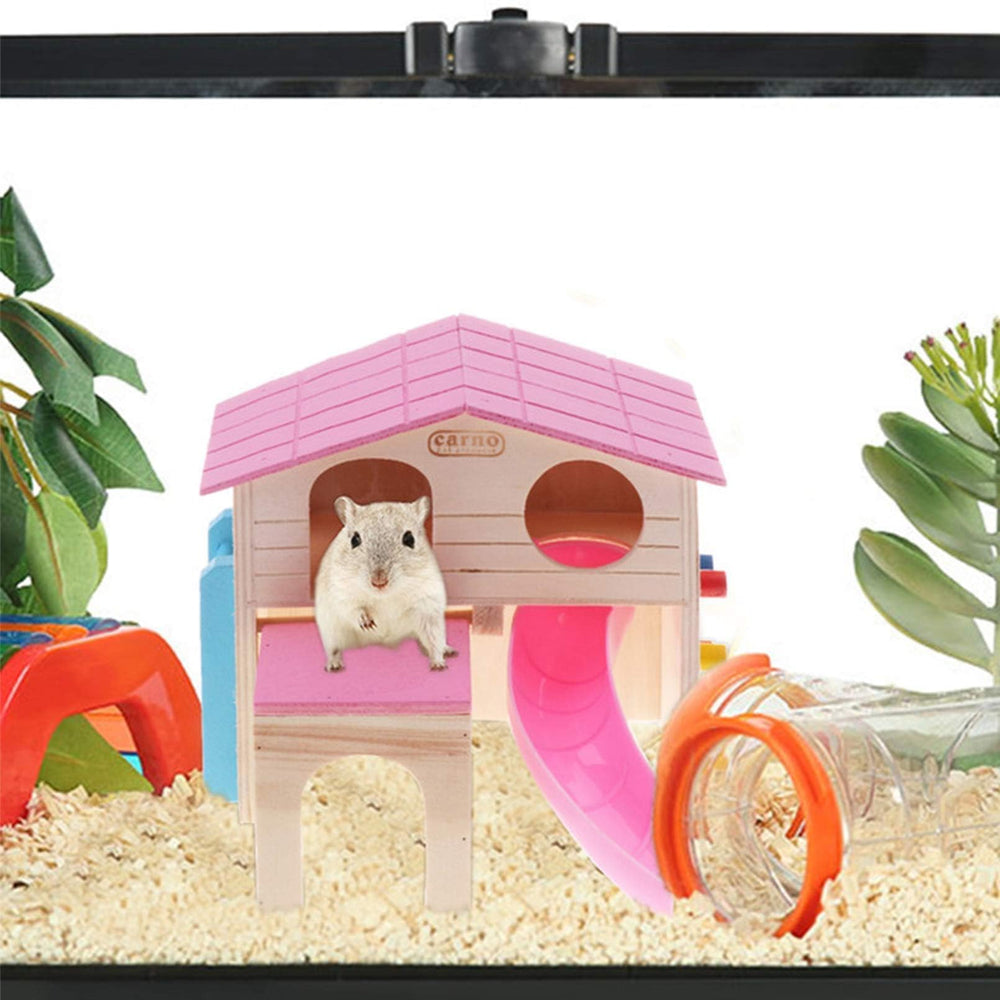 Kathson hamster house pink arched doors offer cozy entryways.