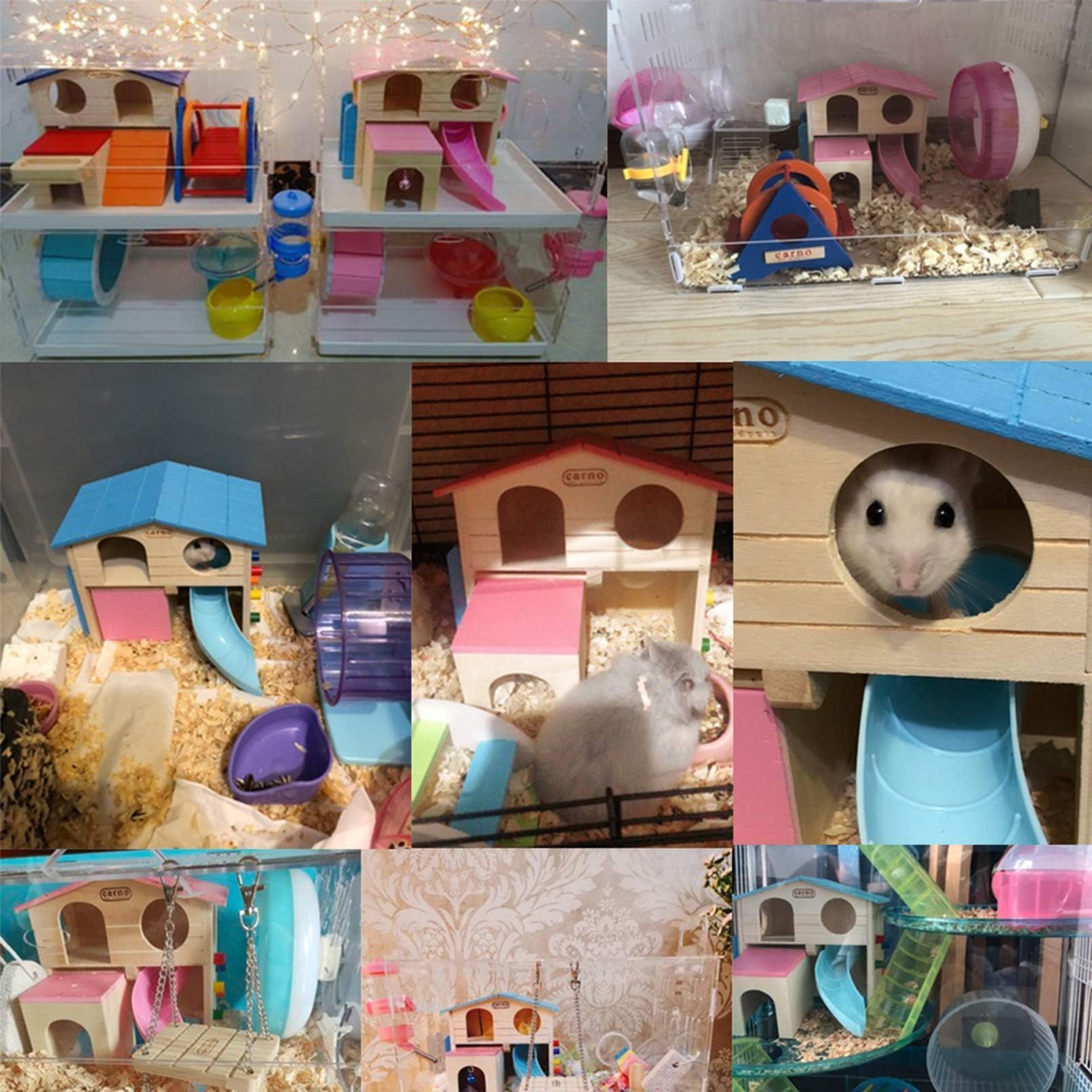 Kathson hamster house pink detailed den supports restful napping and hiding.