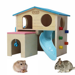 Kathson hamster house wooden hut blue provides a cozy hideout for small pets.