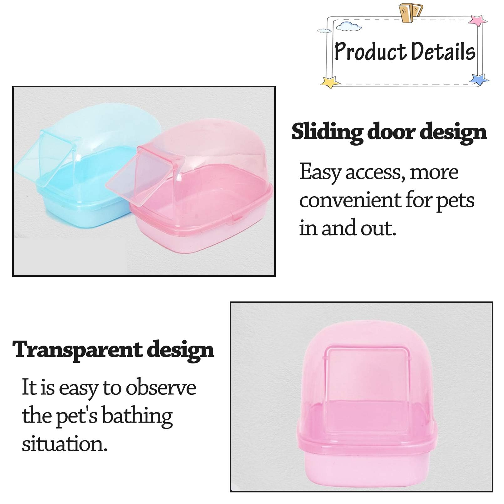 Kathson hamster sand bath with lid closed for mess-free storage.