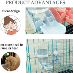 Kathson hanging dispenser provides comfortable drinking height for small pets.
