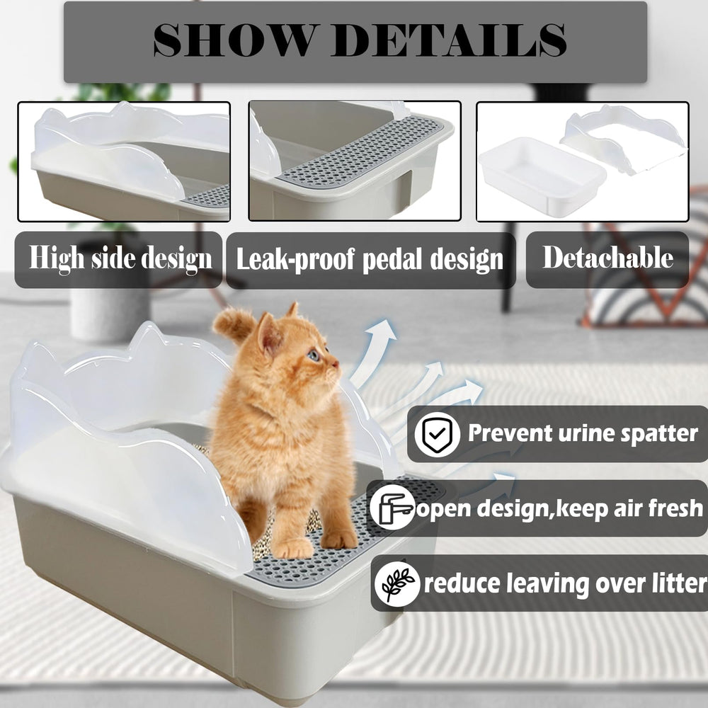 Kathson kitten litter box with removable scoop for quick cleanup.