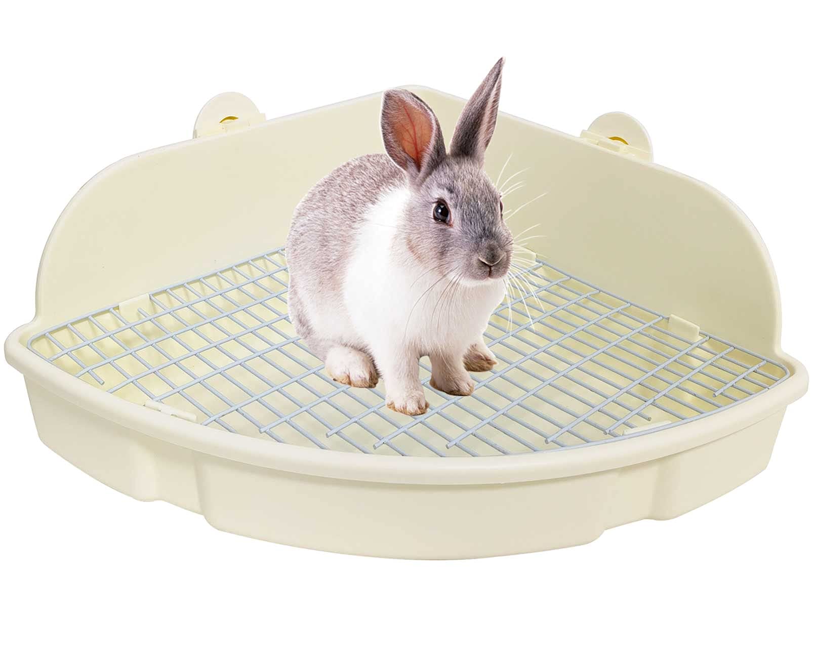 Kathson large rabbit litter box back view for tidy, space-saving corner placement