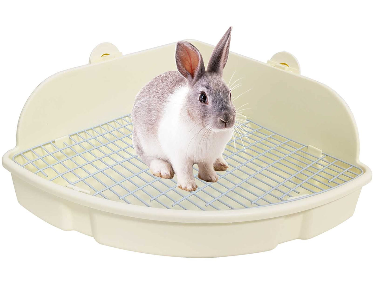 Kathson large rabbit litter box back view for tidy, space-saving corner placement