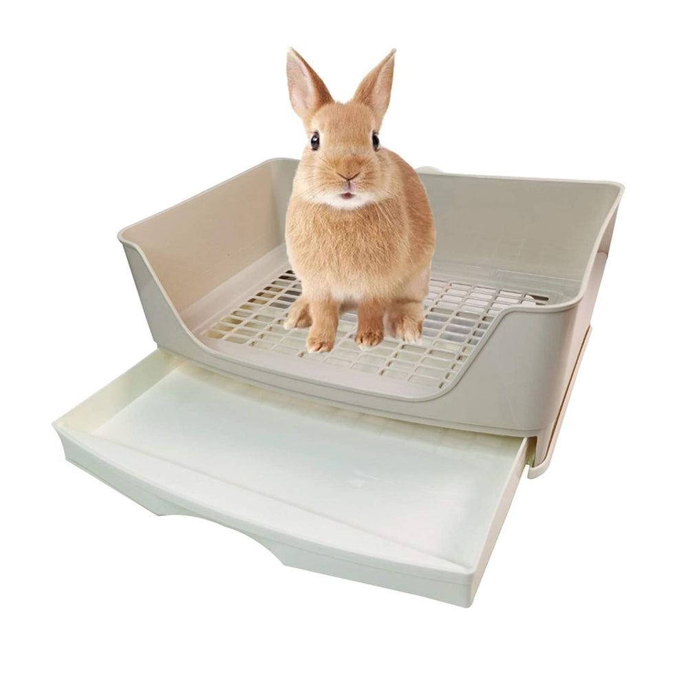 Kathson large rabbit litter box trainer side view for easy cage cleanup and odor control.