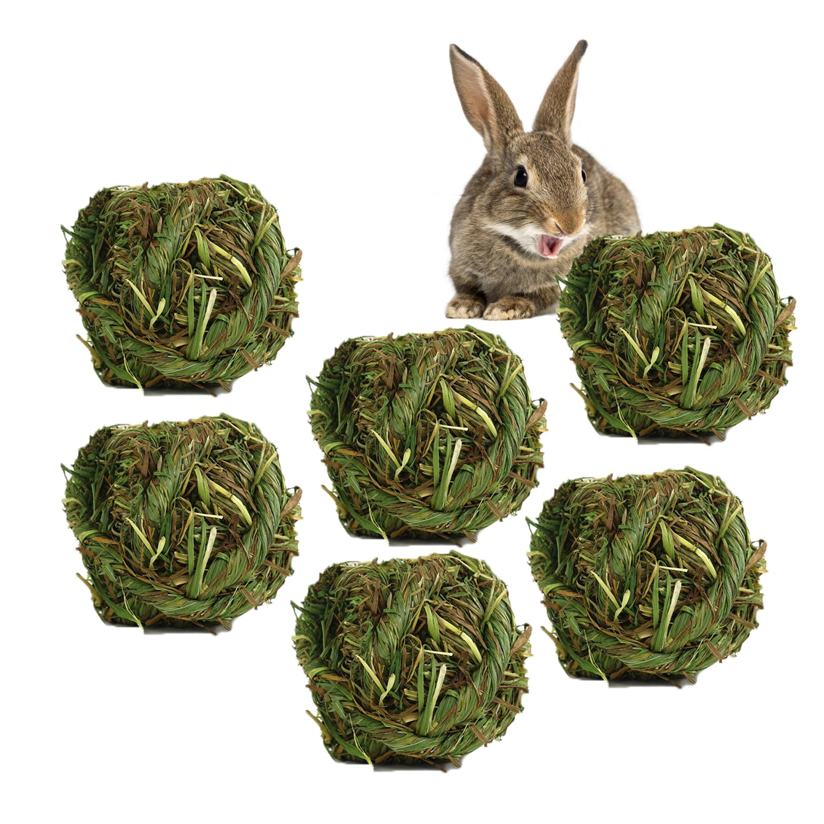 Kathson natural rabbit grass ball with hand-woven hay ball for gentle chewing and exploration