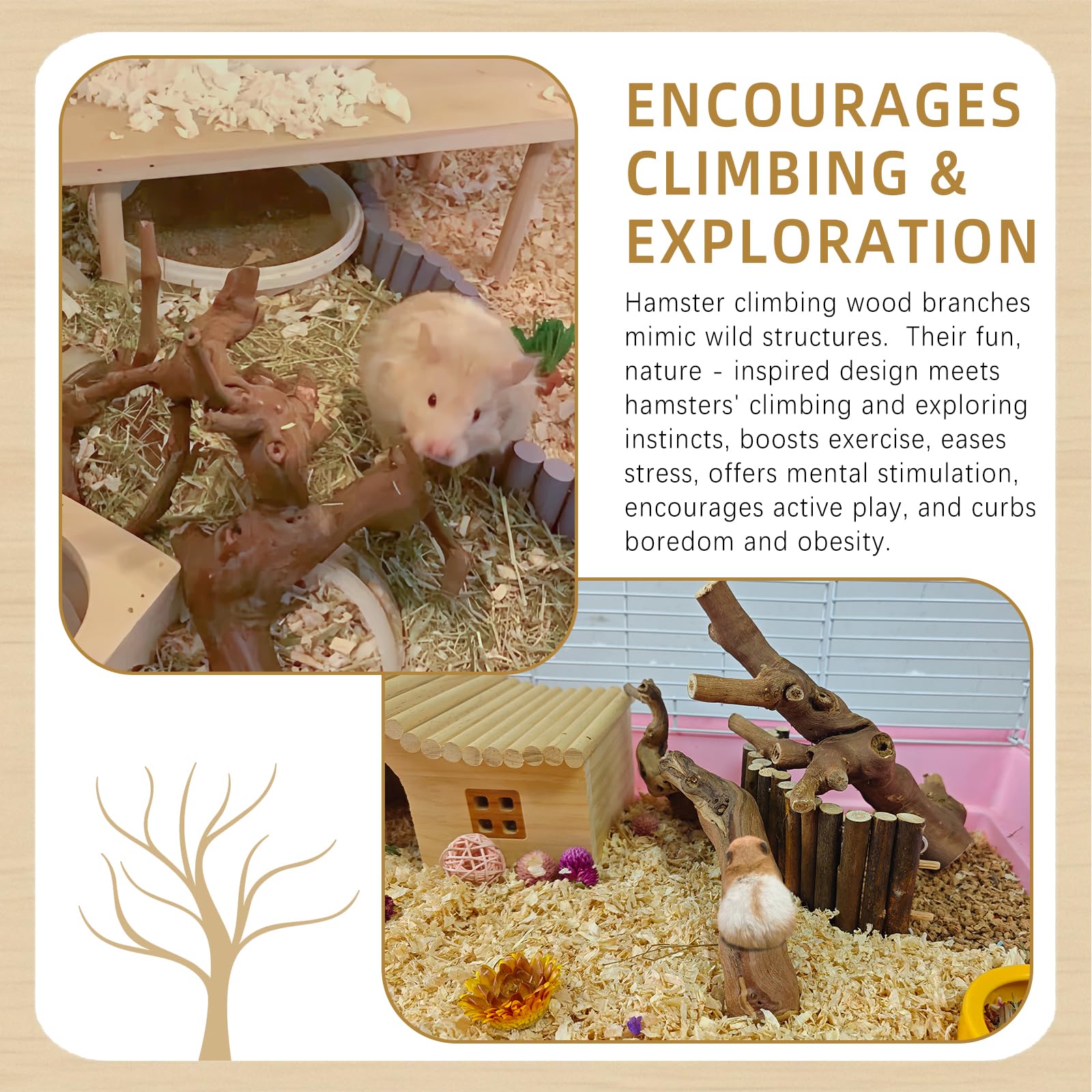 Kathson nature-inspired cage decor pairs with other accessories for a complete habitat.
