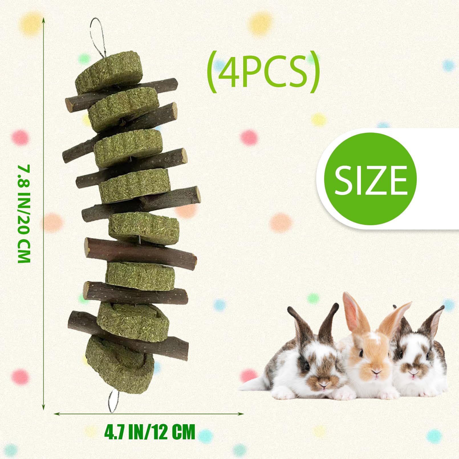  Kathson rabbit chew toys 4-pack apple wood set ideal for small pets.