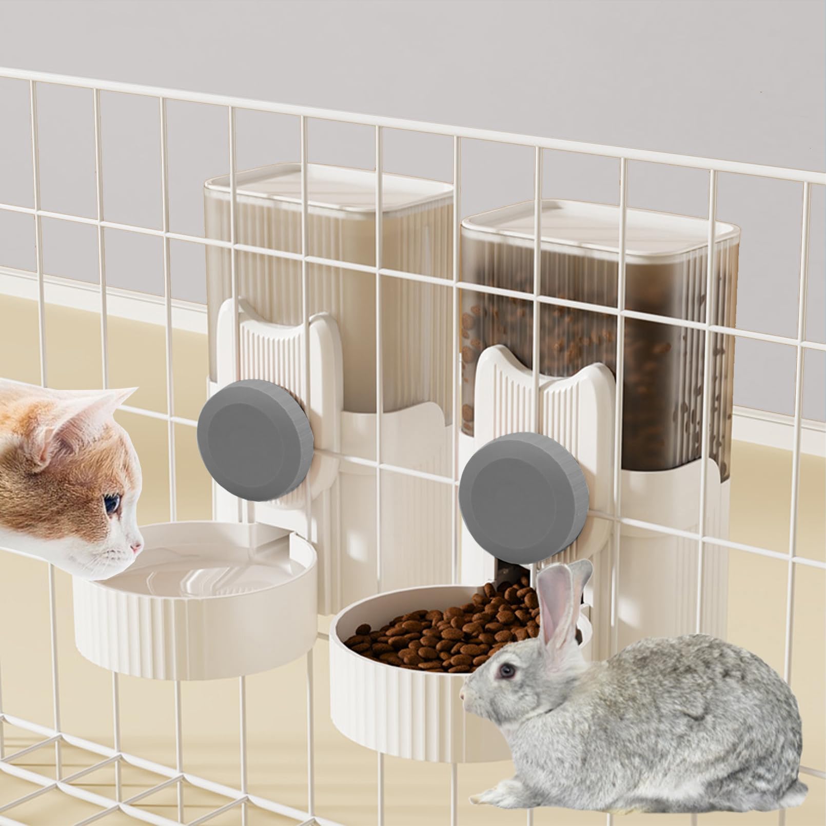 Kathson Rabbit Gravity Auto Feeder front view showing hanging design