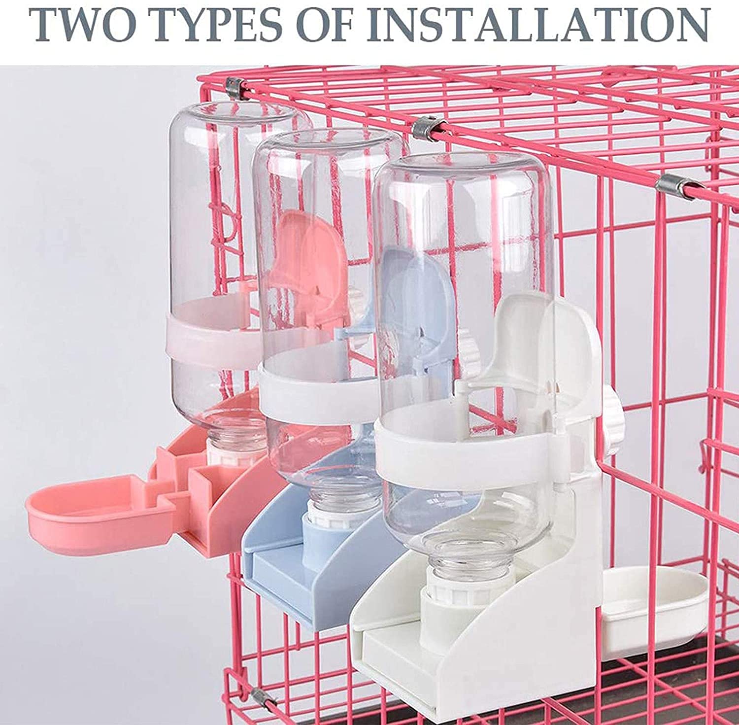Kathson rabbit water bottle inside cage setup for tidy hydration access.