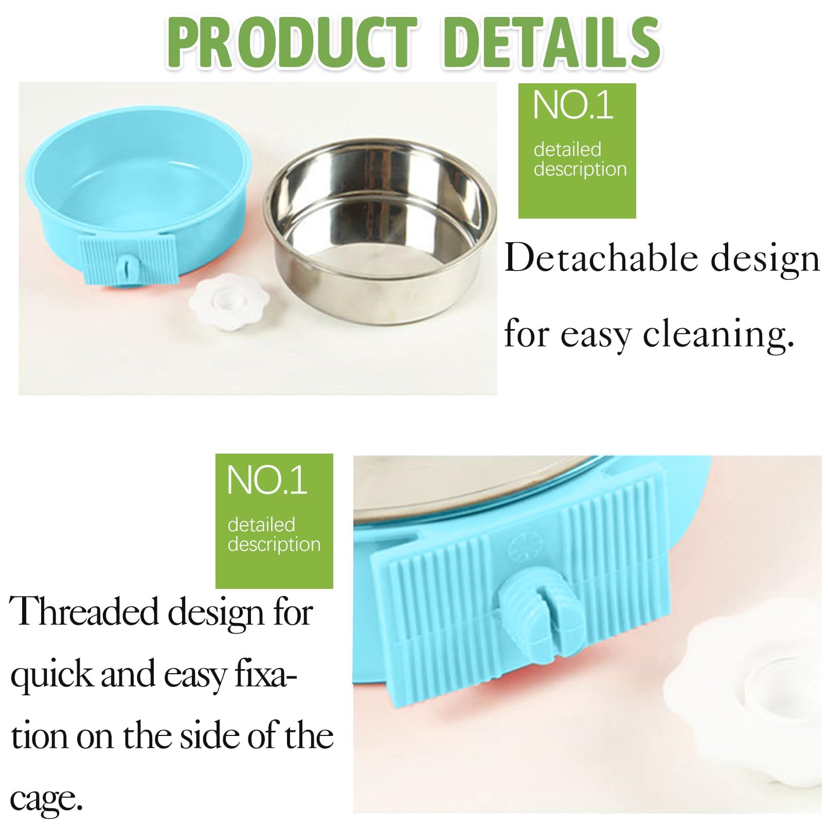 Kathson removable stainless steel bowls for easy cleaning after meals.