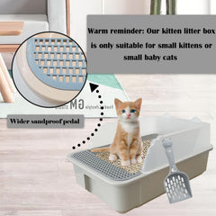 Kathson semi-enclosed grey litter box providing privacy and odor control.