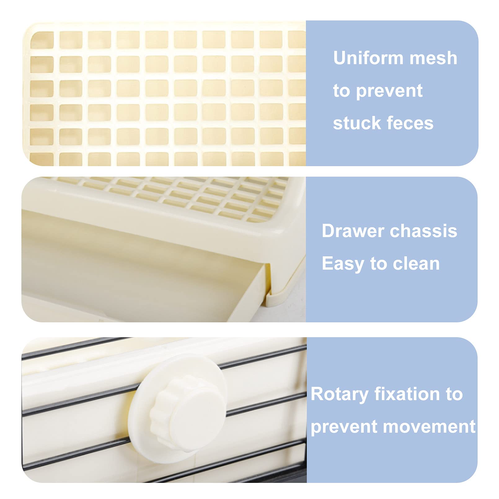 Kathson side grates prevent splash and litter spread for tidier enclosures.