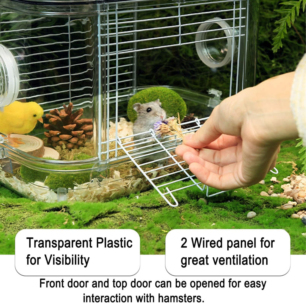 Kathson hamster cage with top door enabling fast interaction.