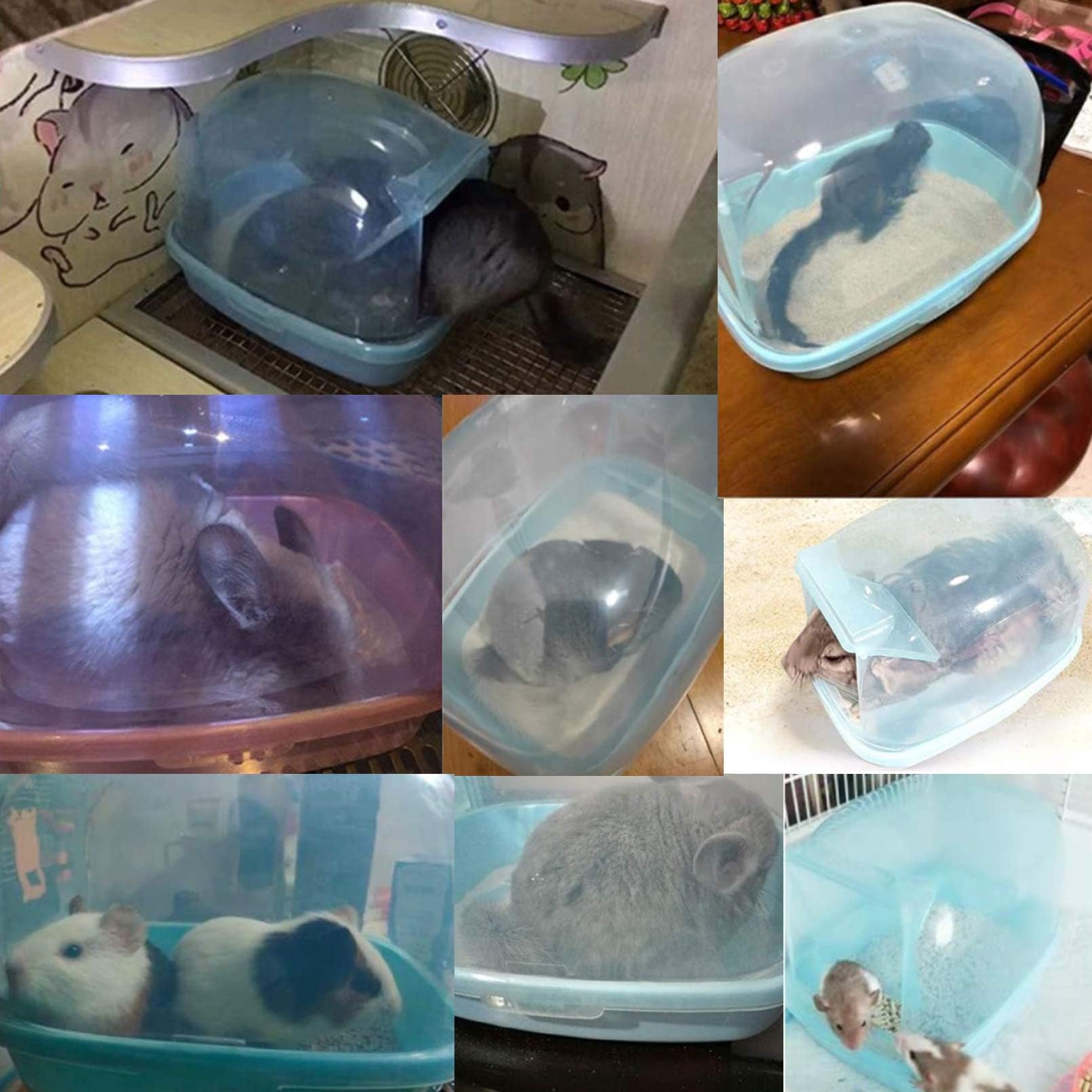 Kathson 7x7x9 small animal sand bath fits compact habitats.