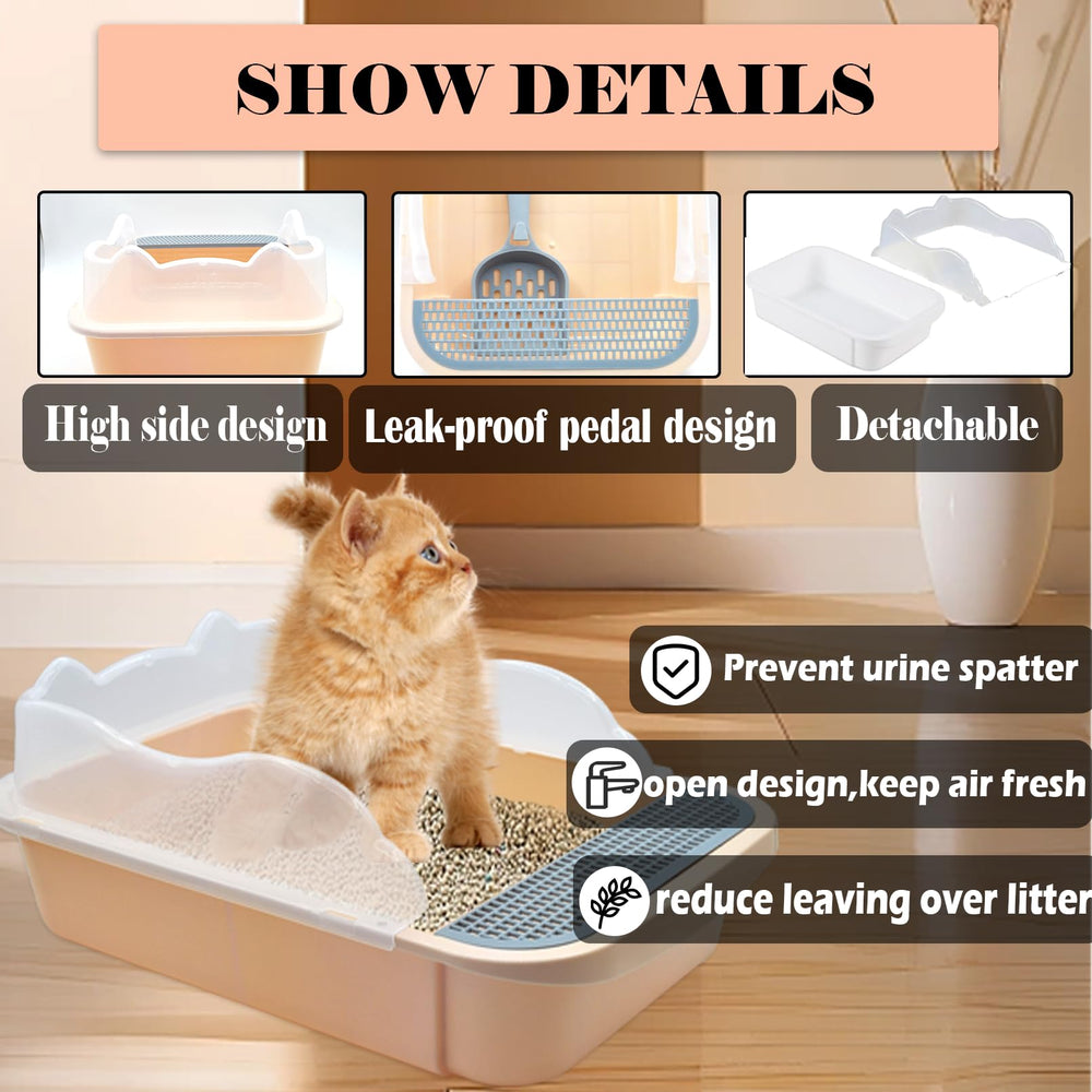 Kathson small cat litter box 11x17x7 inches for kittens.