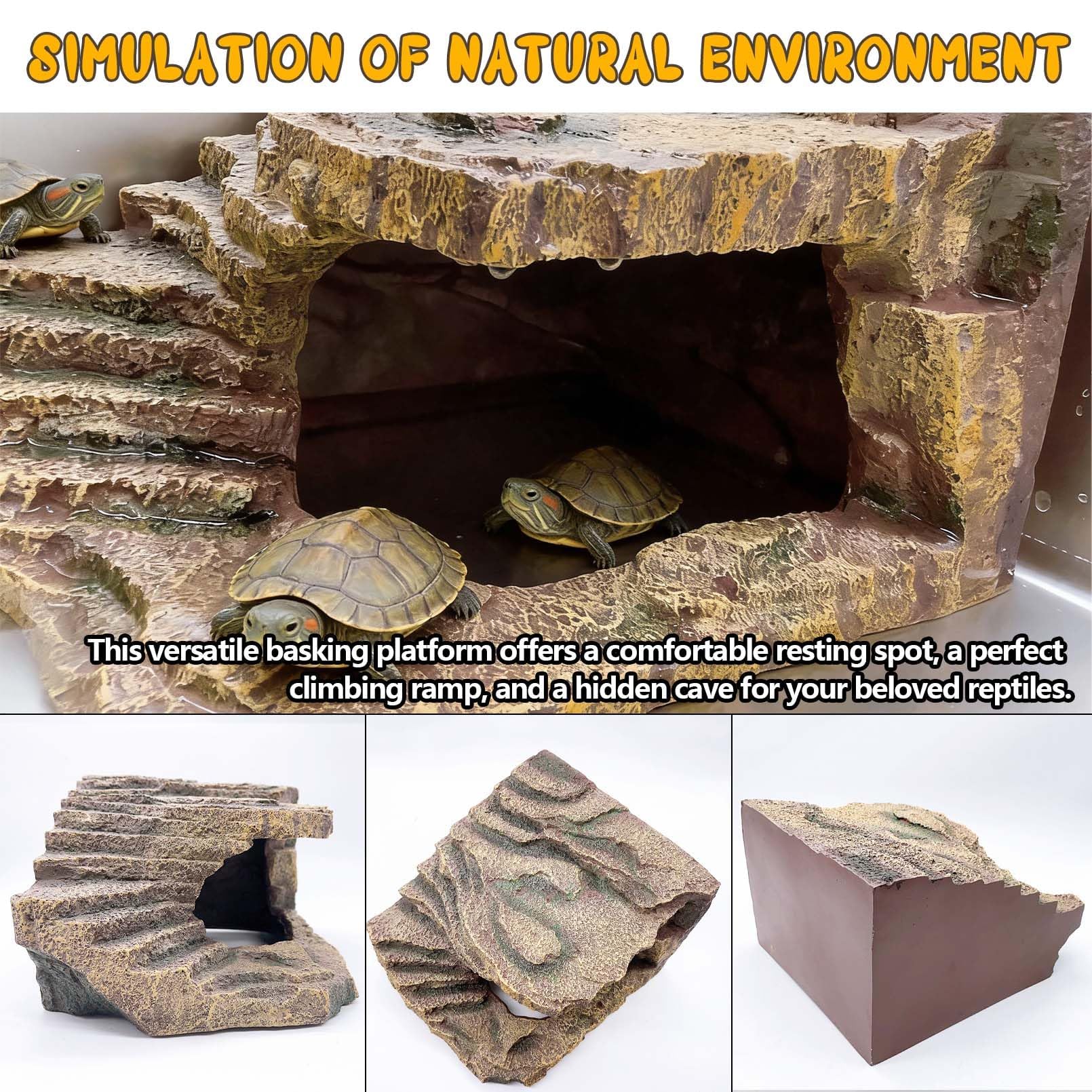 Kathson tortoise hide cave with climbing ramp for easy access.