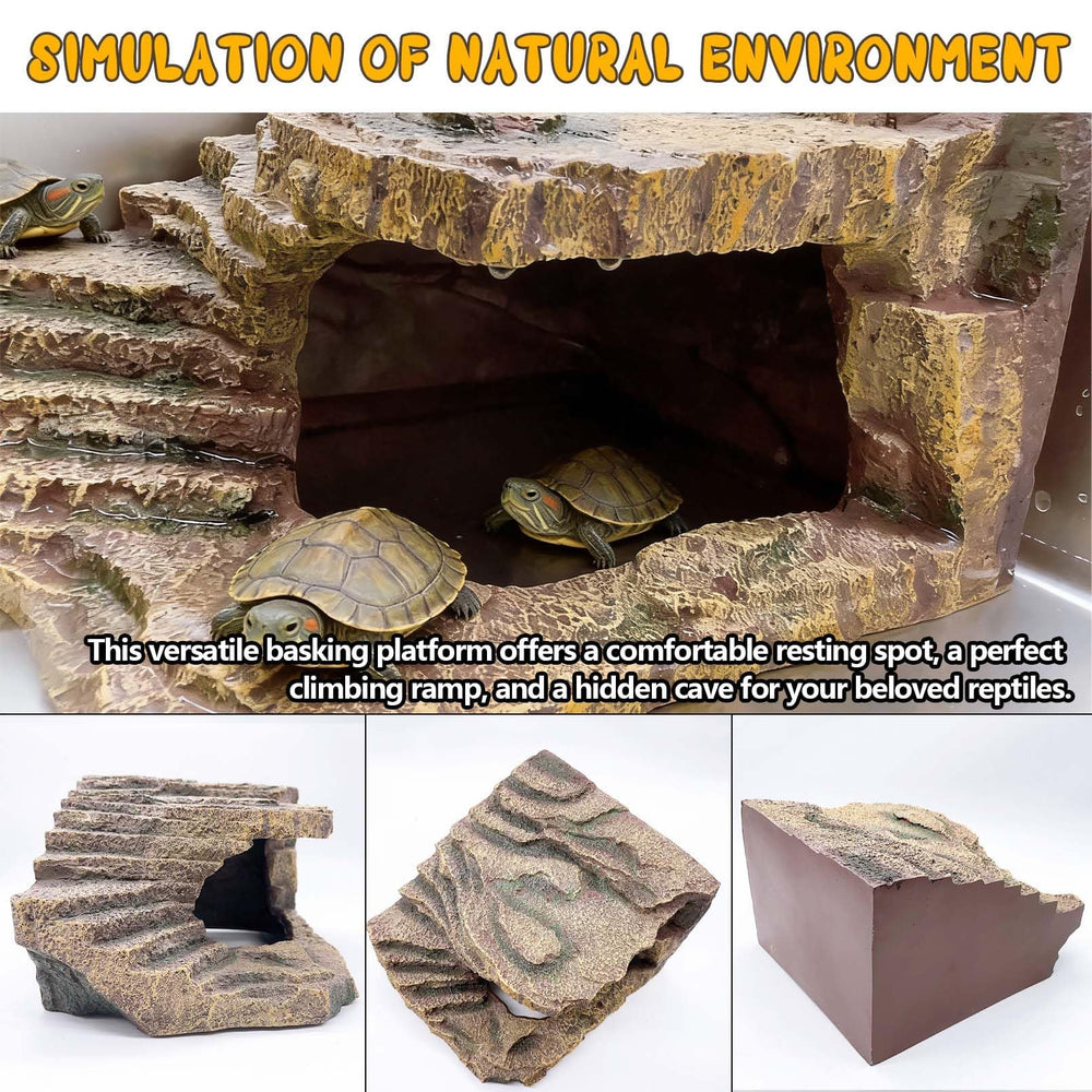 Kathson tortoise hide cave with climbing ramp for easy access.