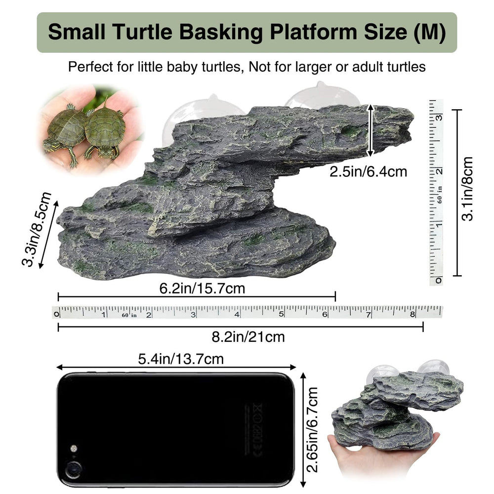 Kathson turtle basking platform side view highlights natural rock aesthetics for habitat integration.