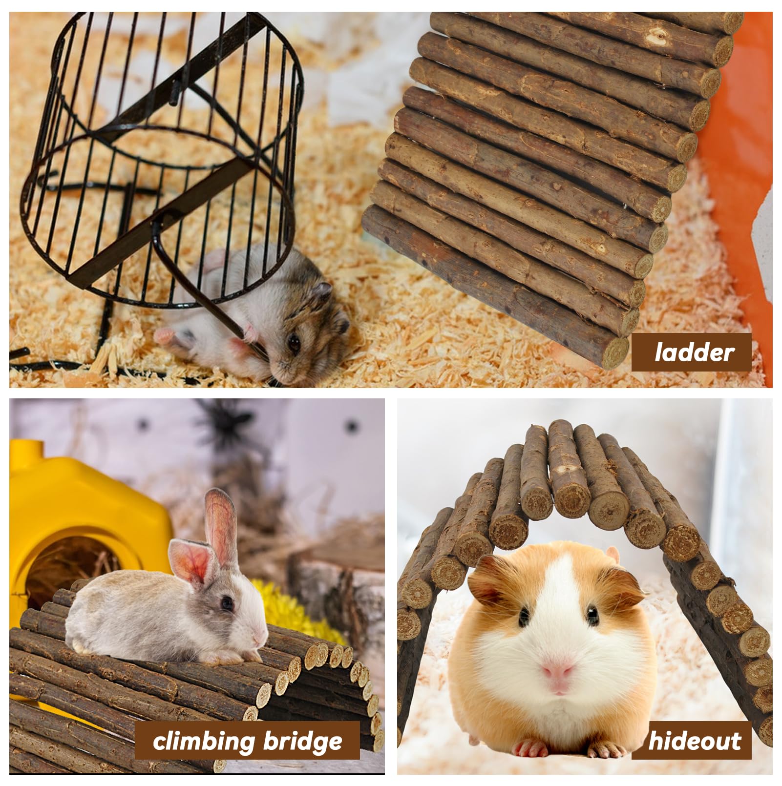 Kathson wooden hamster bridge with tunnel design for interactive play.