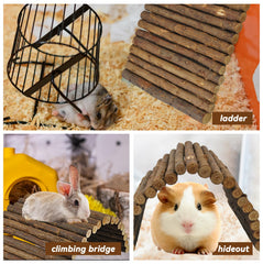 Kathson wooden hamster bridge with tunnel design for interactive play.
