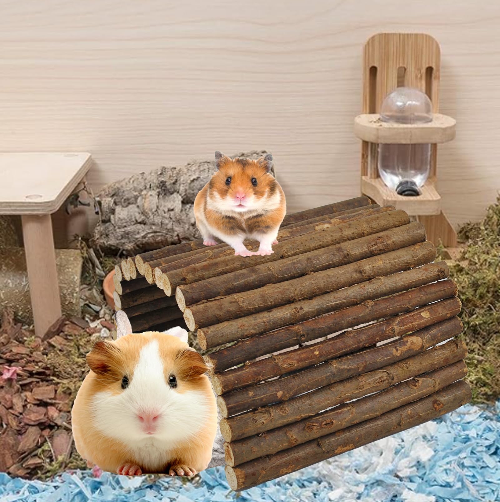 Kathson wooden ramp adds easy access and promotes pet exercise.