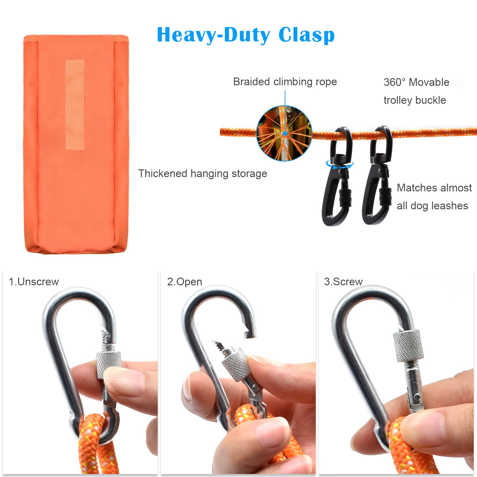 Katolk 100-foot cable with two 360° carabiners for versatile multi-tree setups.