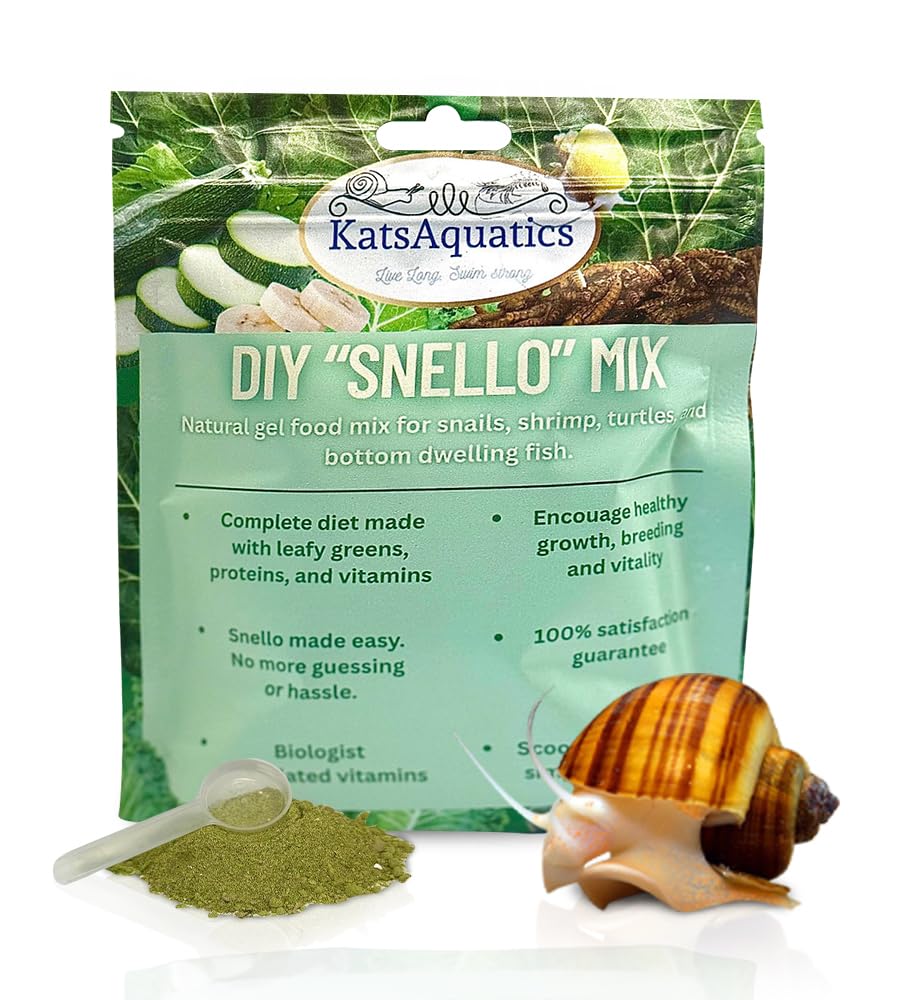 KatsAquatics Nourish Snello Powder bottle ready for feeding, supports a complete diet.