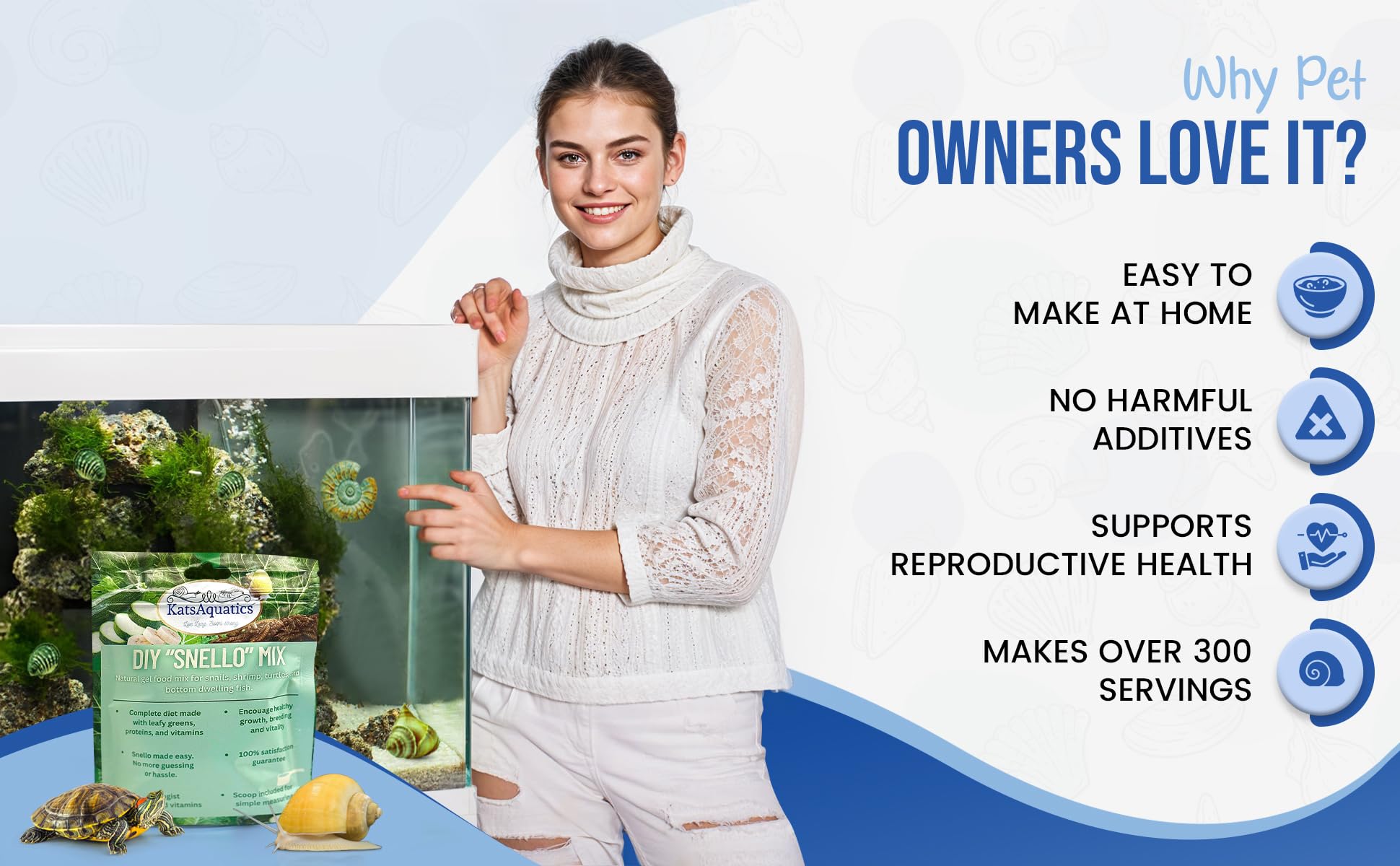 KatsAquatics Nourish Snello Powder color boosters from spirulina in action.